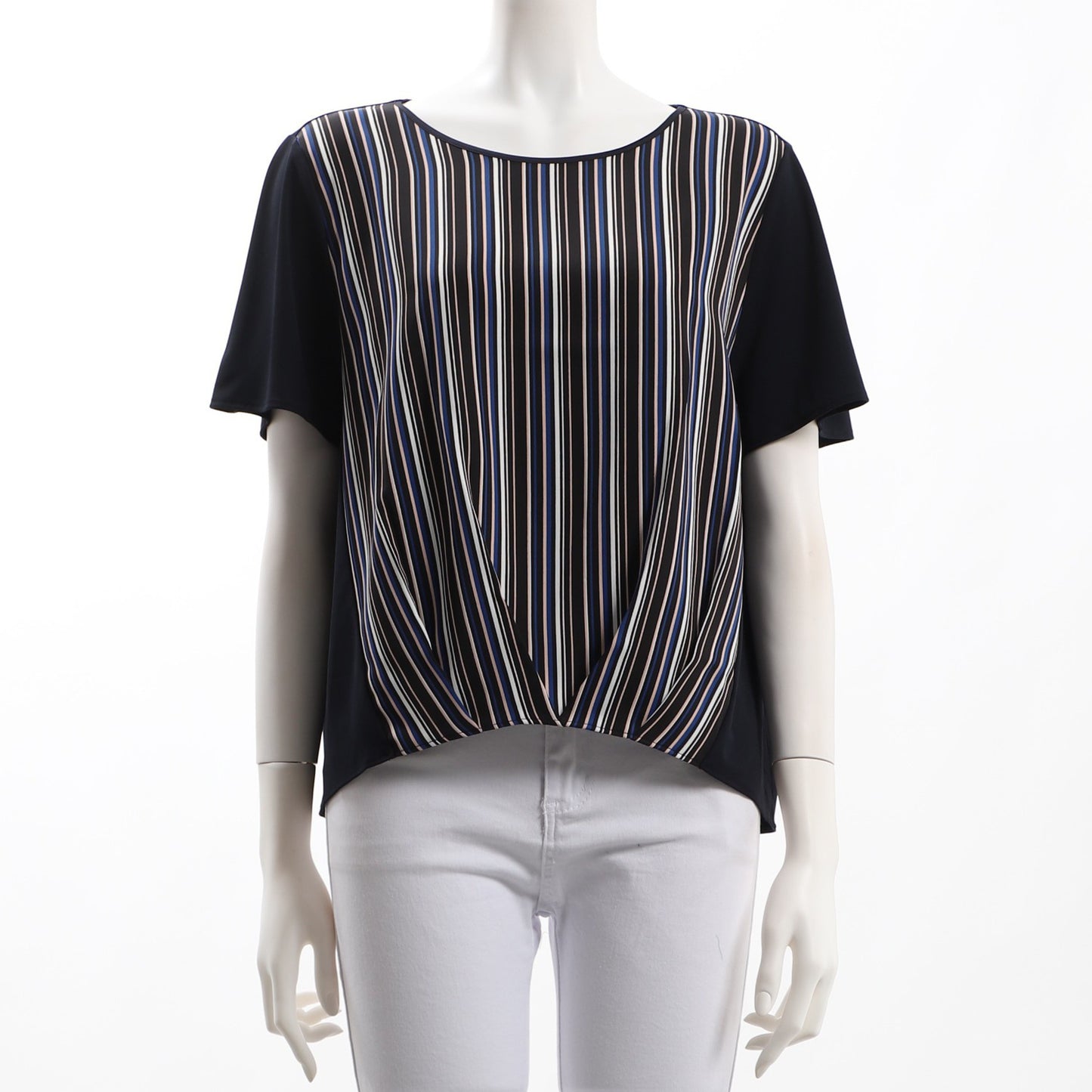 タックインデザインストライプブラウス