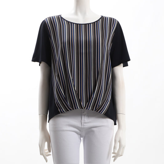 タックインデザインストライプブラウス