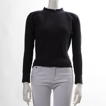 フリルハイネックニット