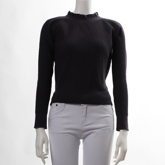 フリルハイネックニット