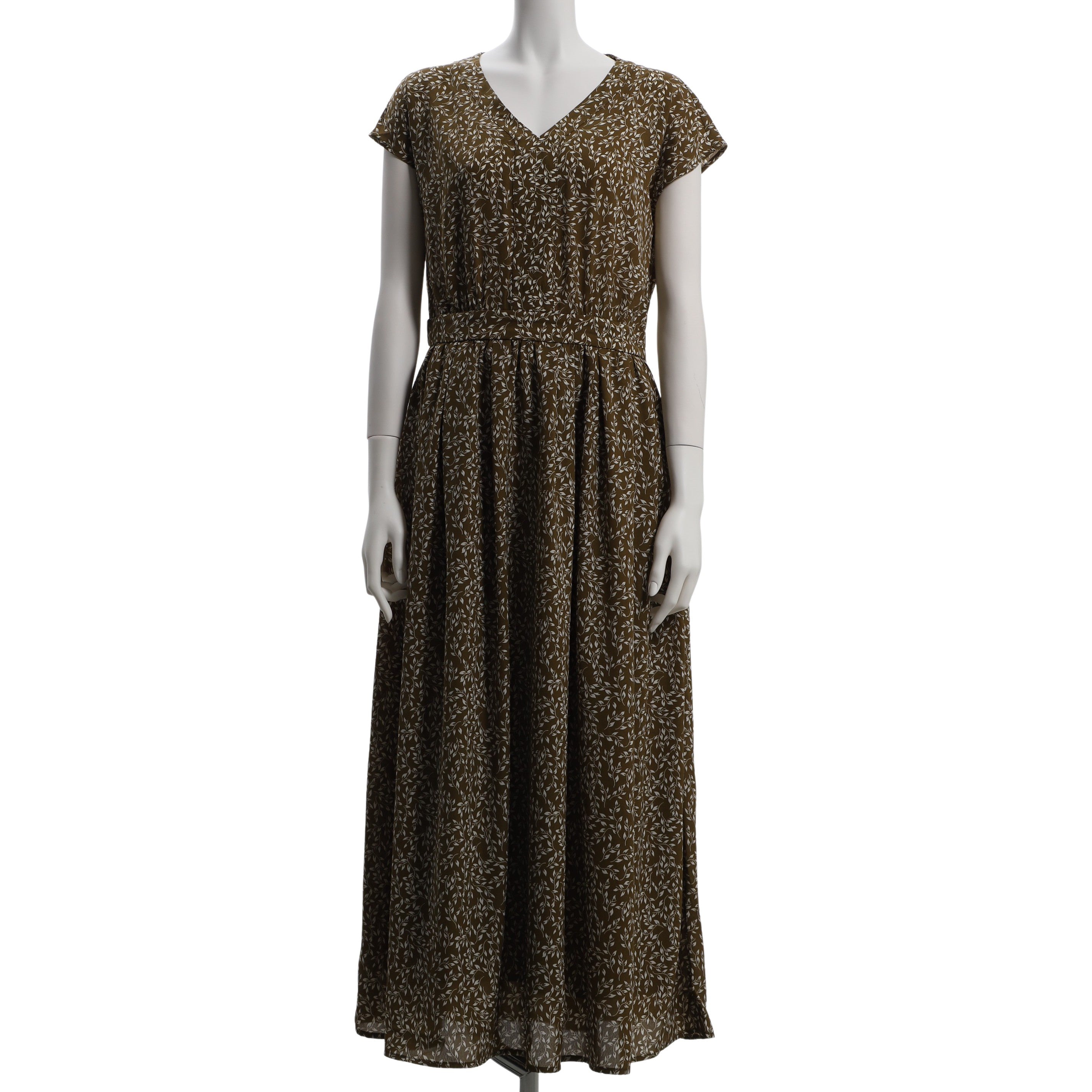 シフォンフラワープリントVネック総柄ワンピース