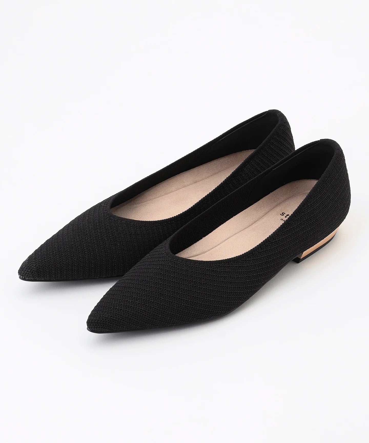 メタルヒール フラット パンプス【ブラック】