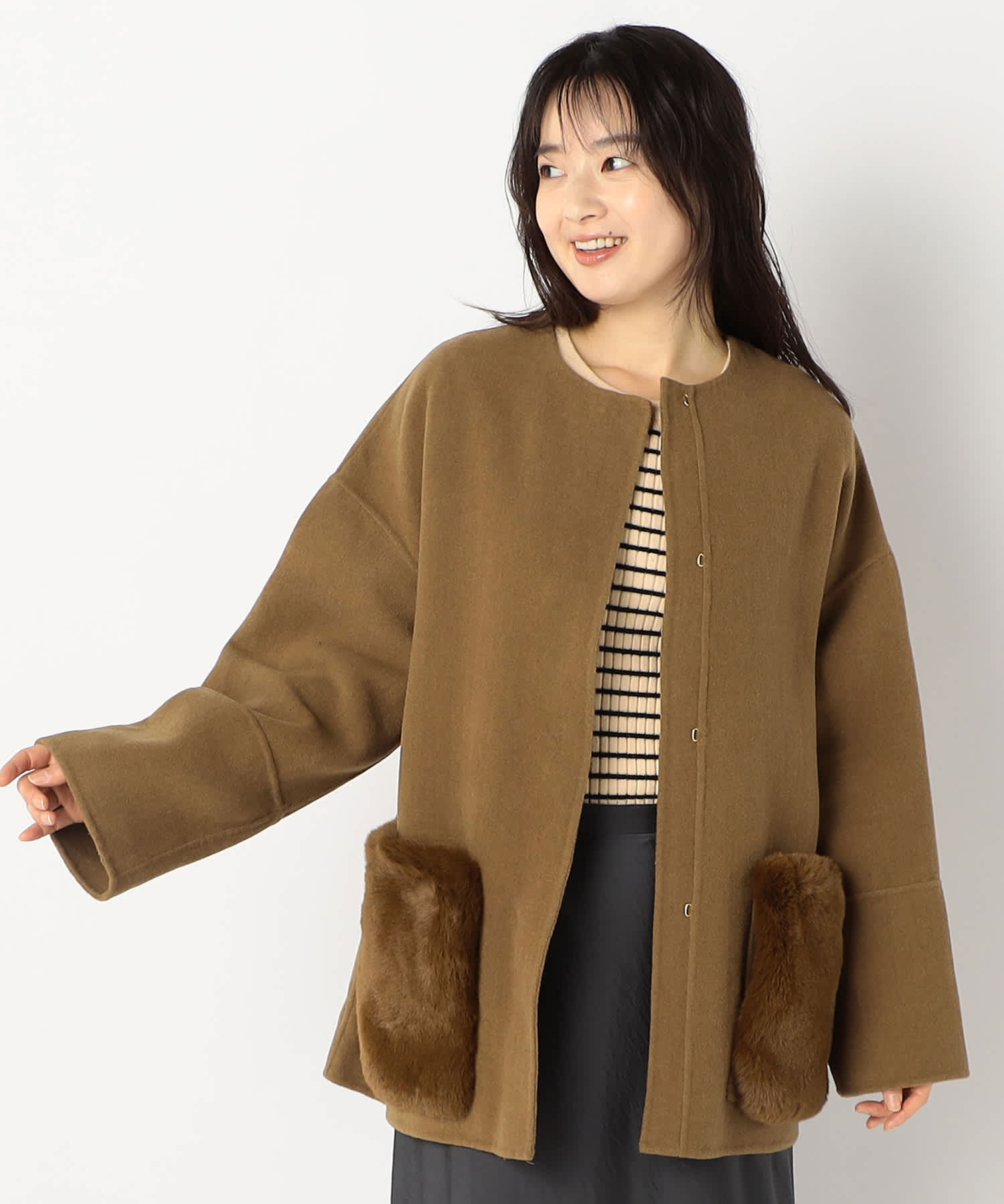 【特別価格20%OFF】ファーシンプルアウター