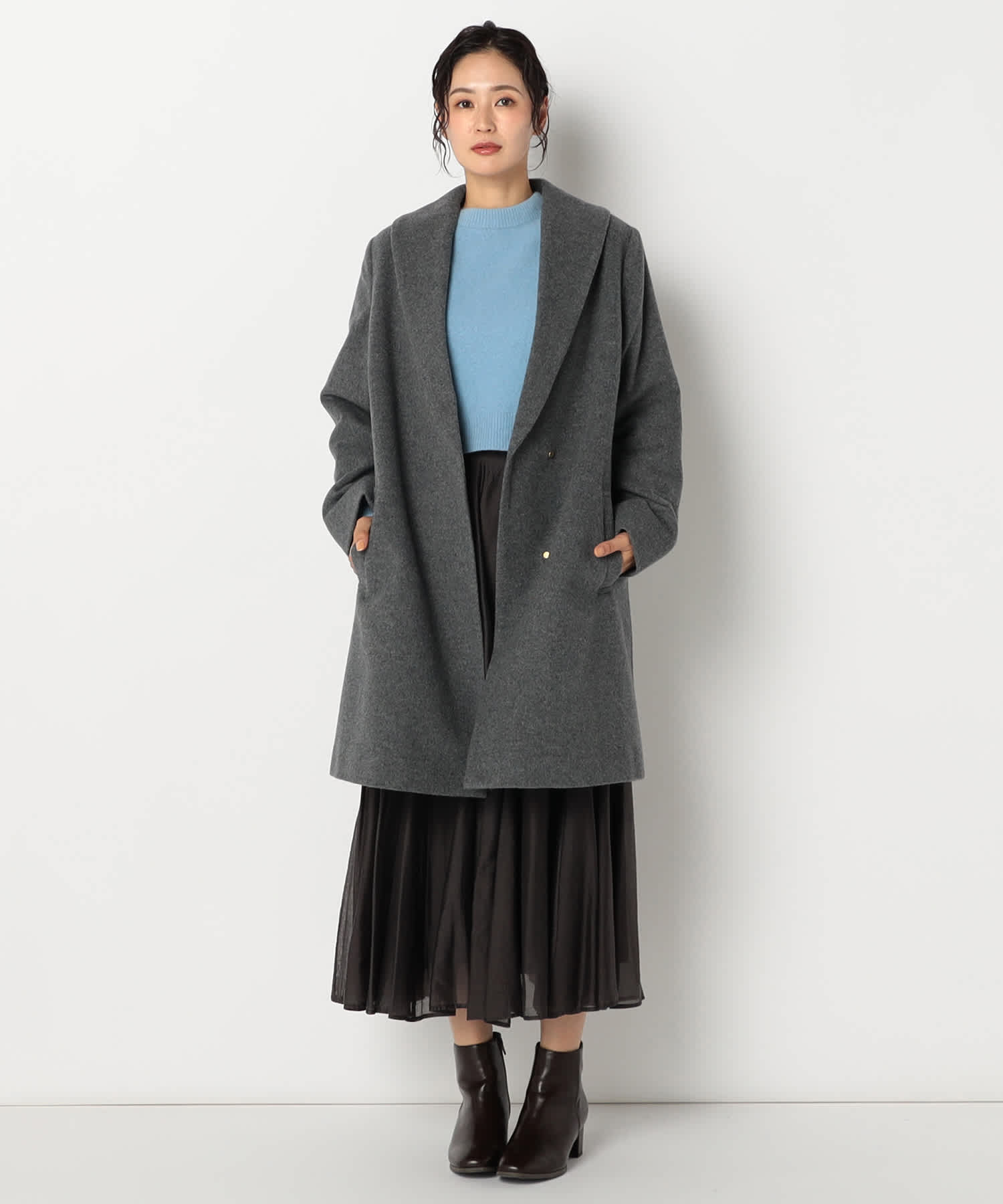 【特別価格20%OFF】ウールシンプルロングコート