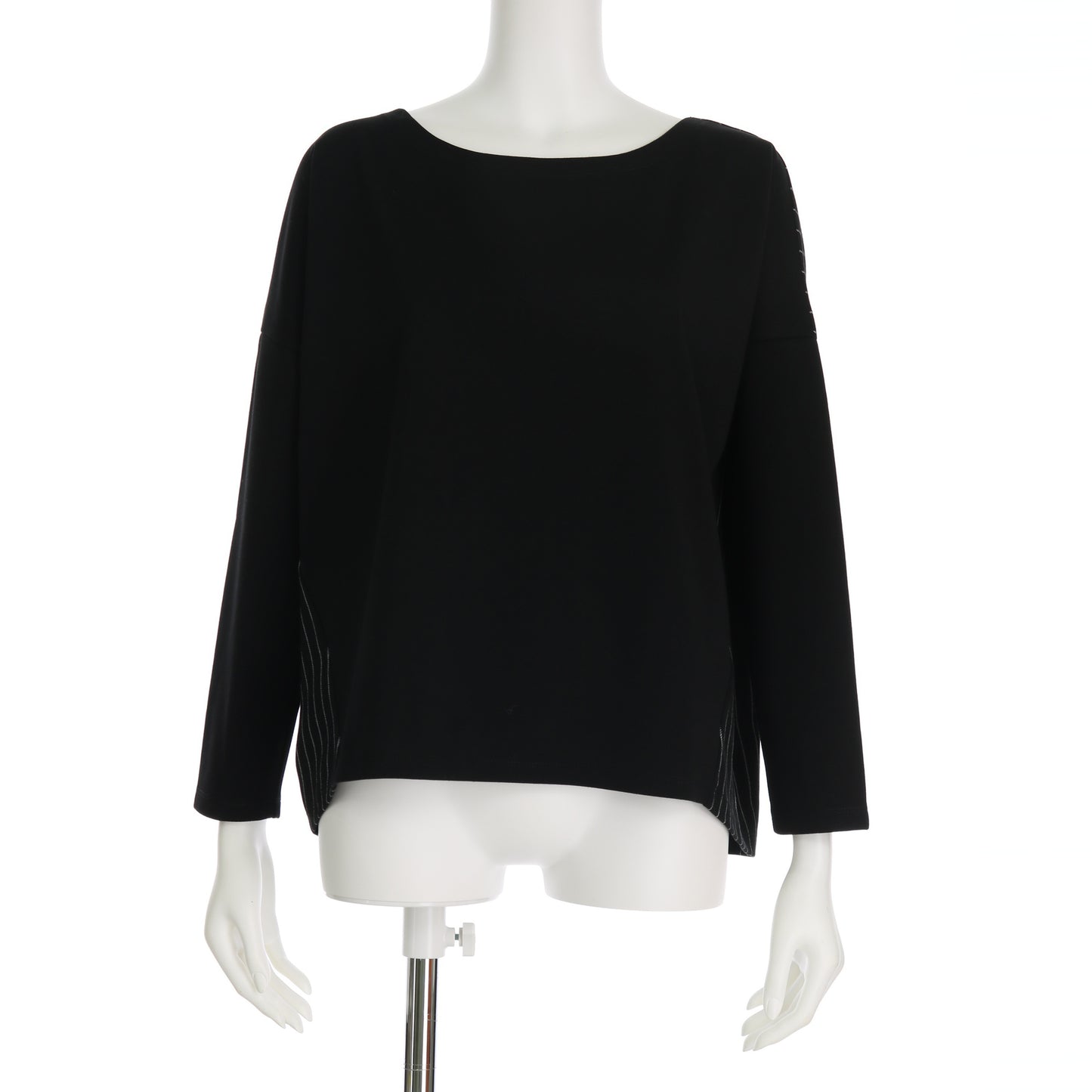 ストライプ柄切り替えジップデザインカットソー