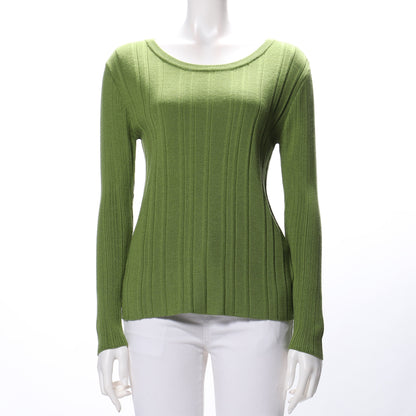 ワイドリブラウンドネックニット