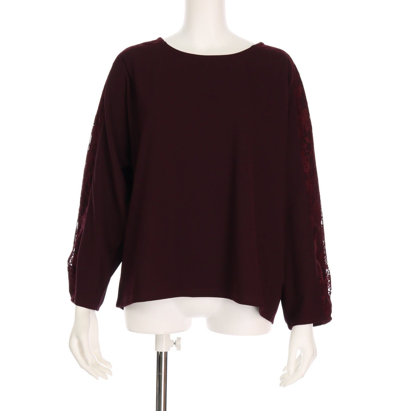 部分レースカットソー