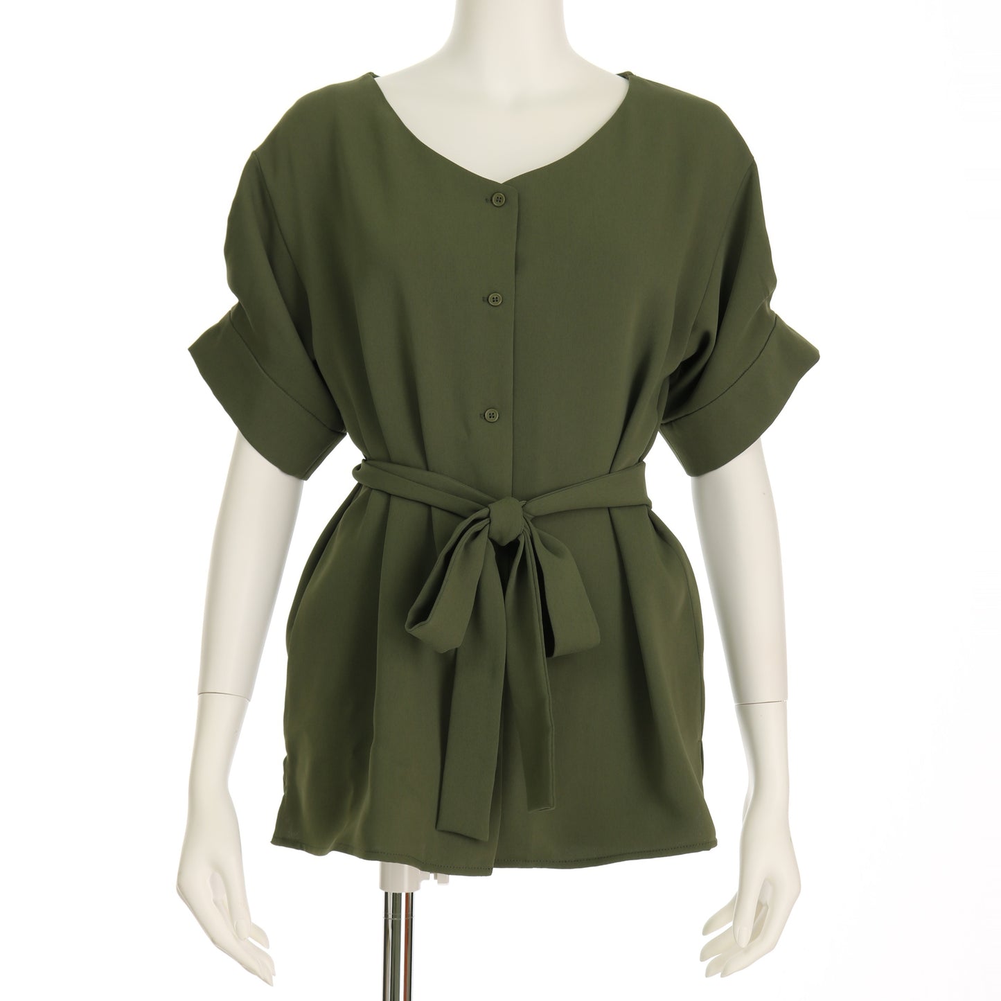 ボタン袖デザインブラウス