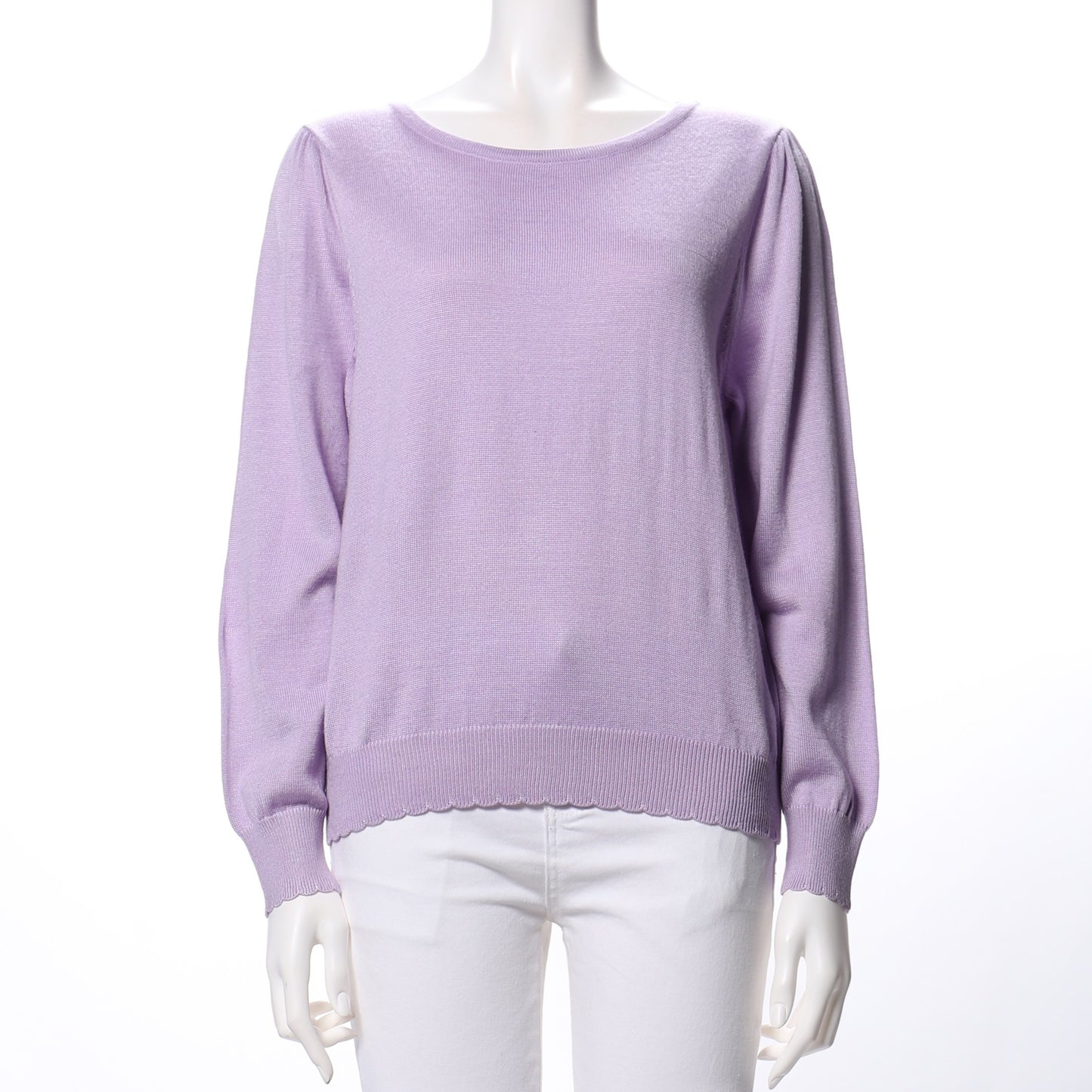 袖口スカラップデザインニット