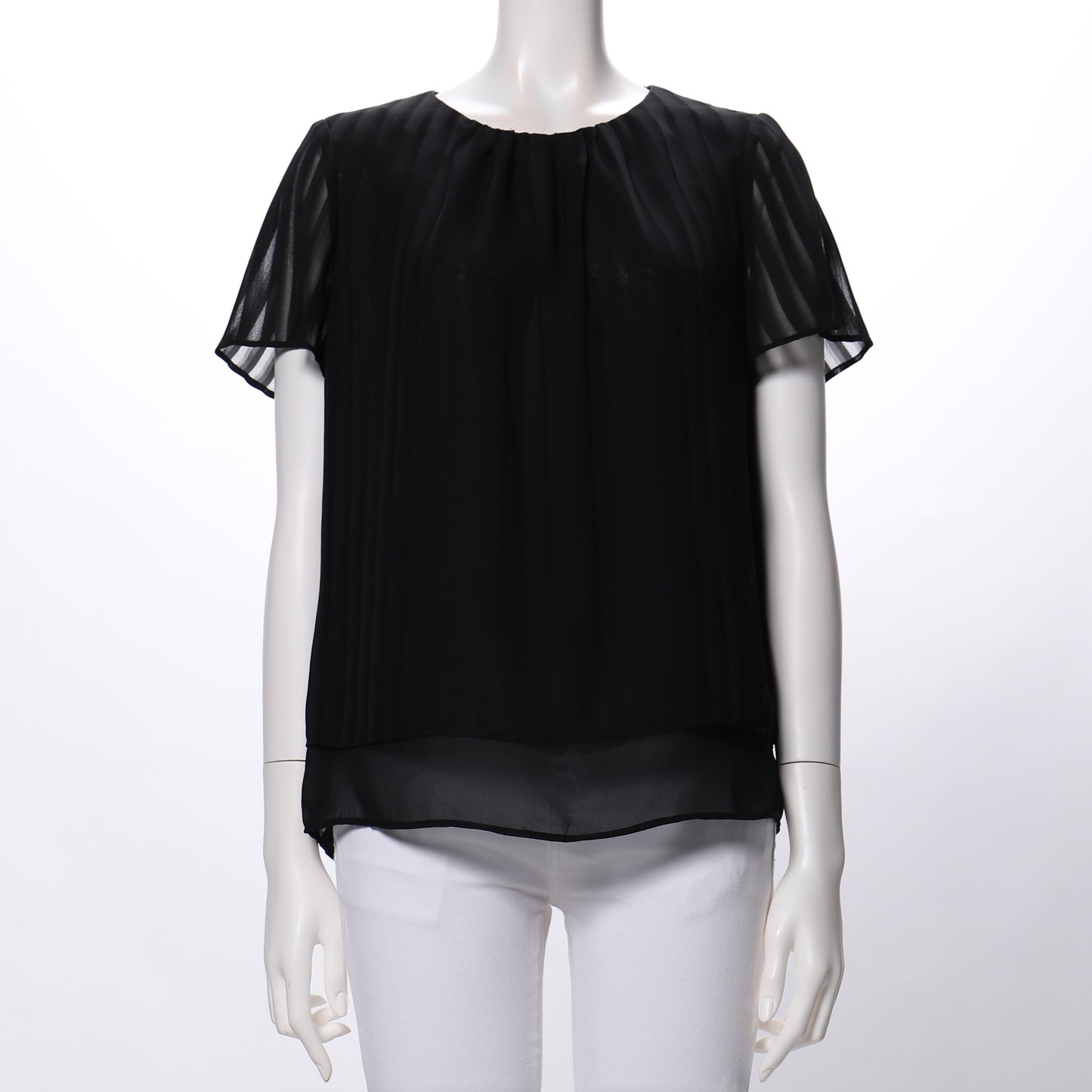 シャドーストライプ柄透け感ブラウス