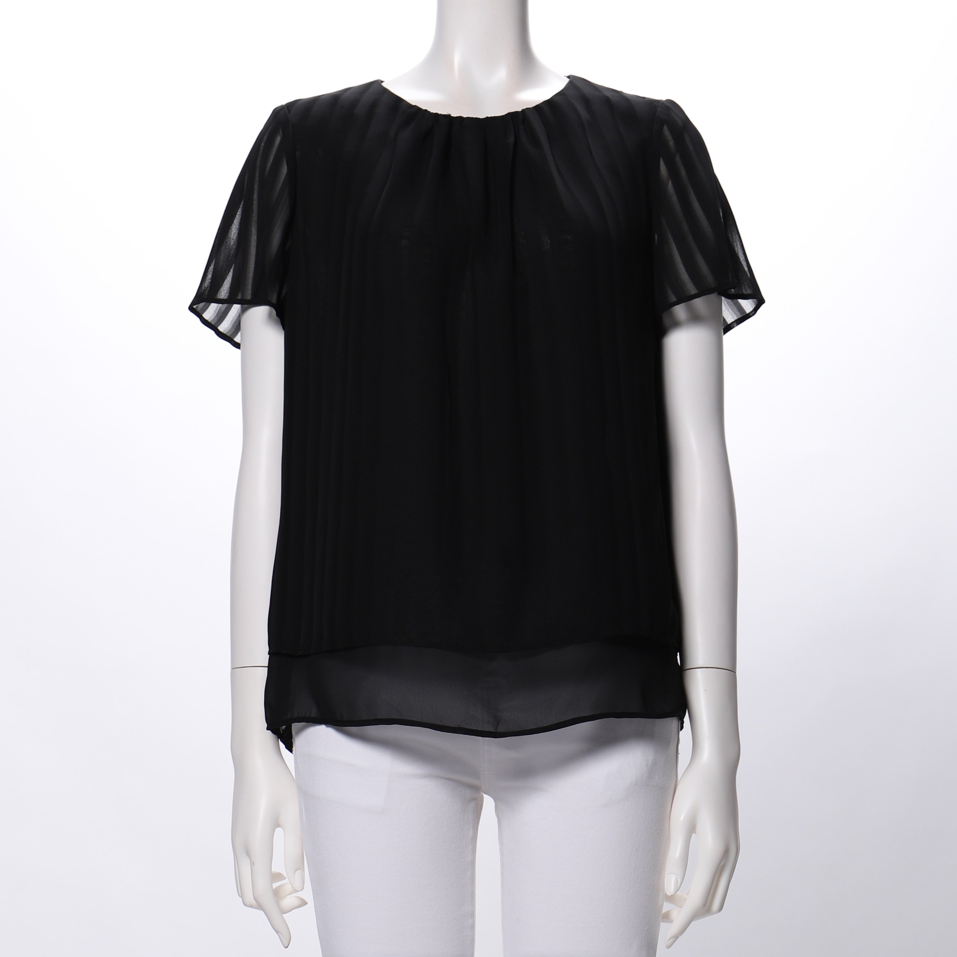 シャドーストライプ柄透け感ブラウス