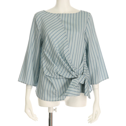 サイドリボンストライプ柄ブラウス