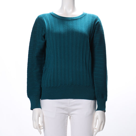 ワイドリブラウンドネックニット