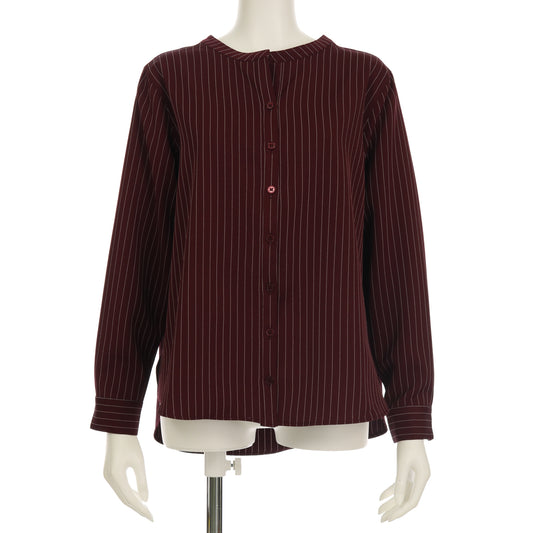 ストライプ柄バンドカラーシャツ