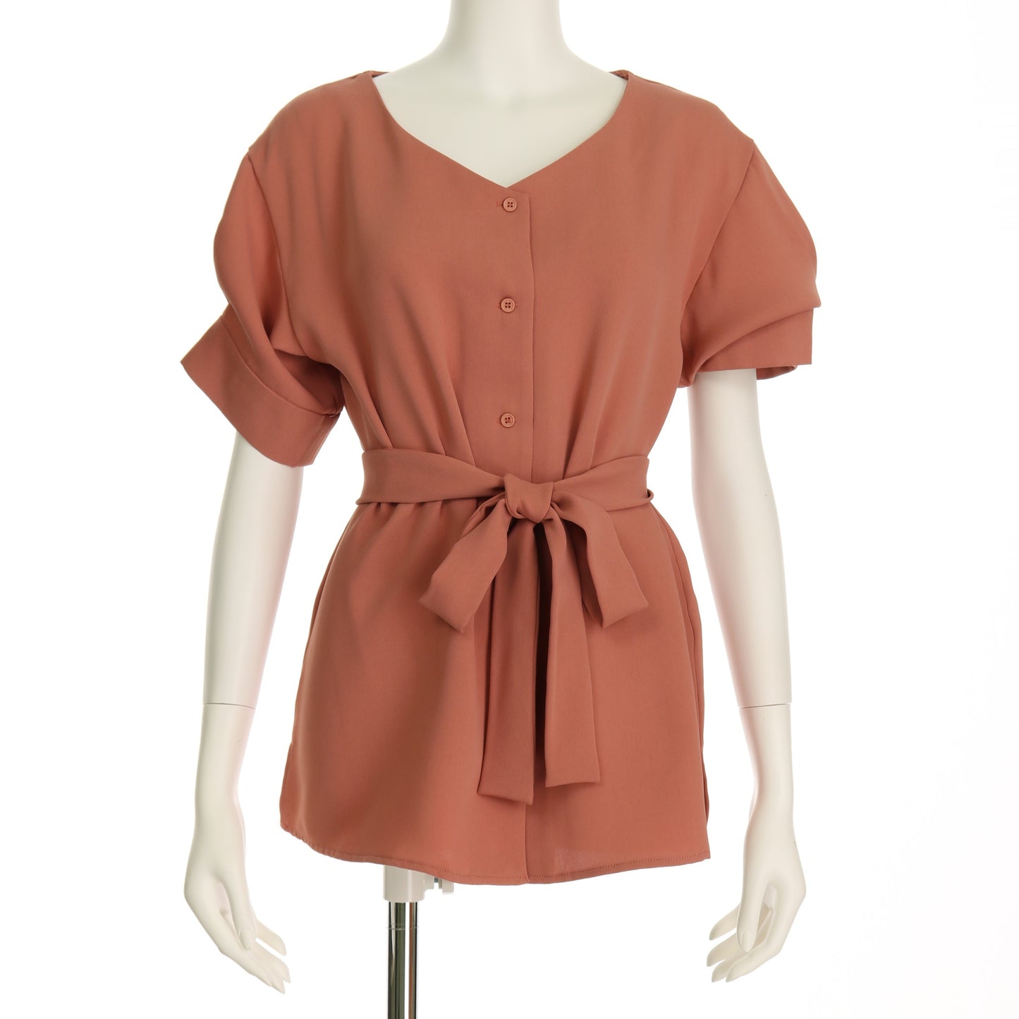 ボタン袖デザインブラウス