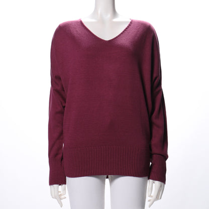 Vネックドルマンスリーブニット