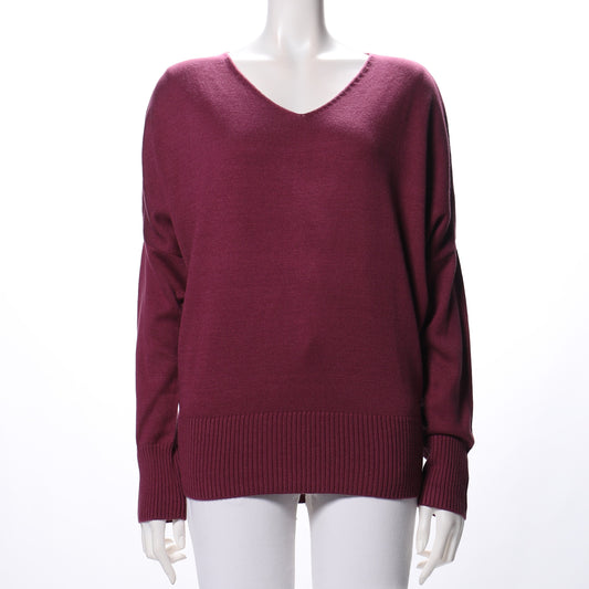 Vネックドルマンスリーブニット