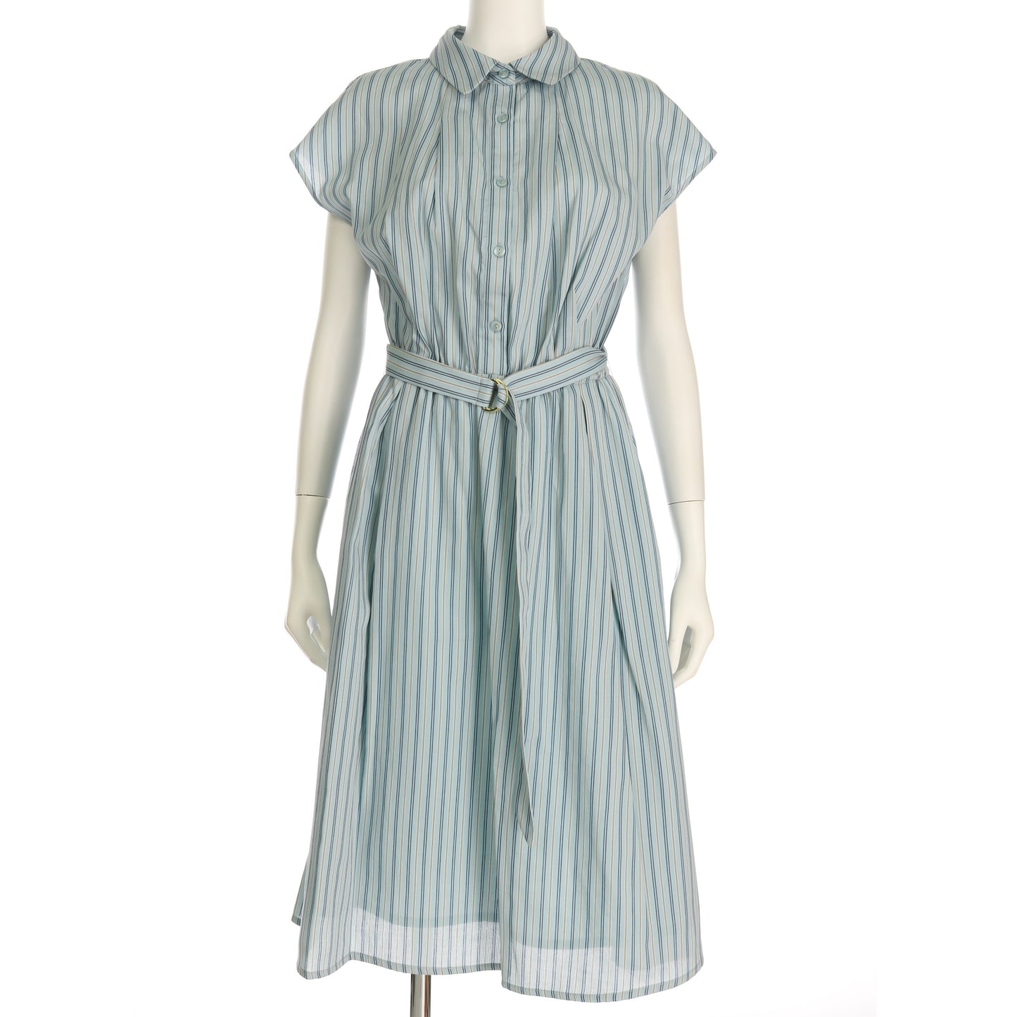 マルチカラーピケストライプシャツワンピース