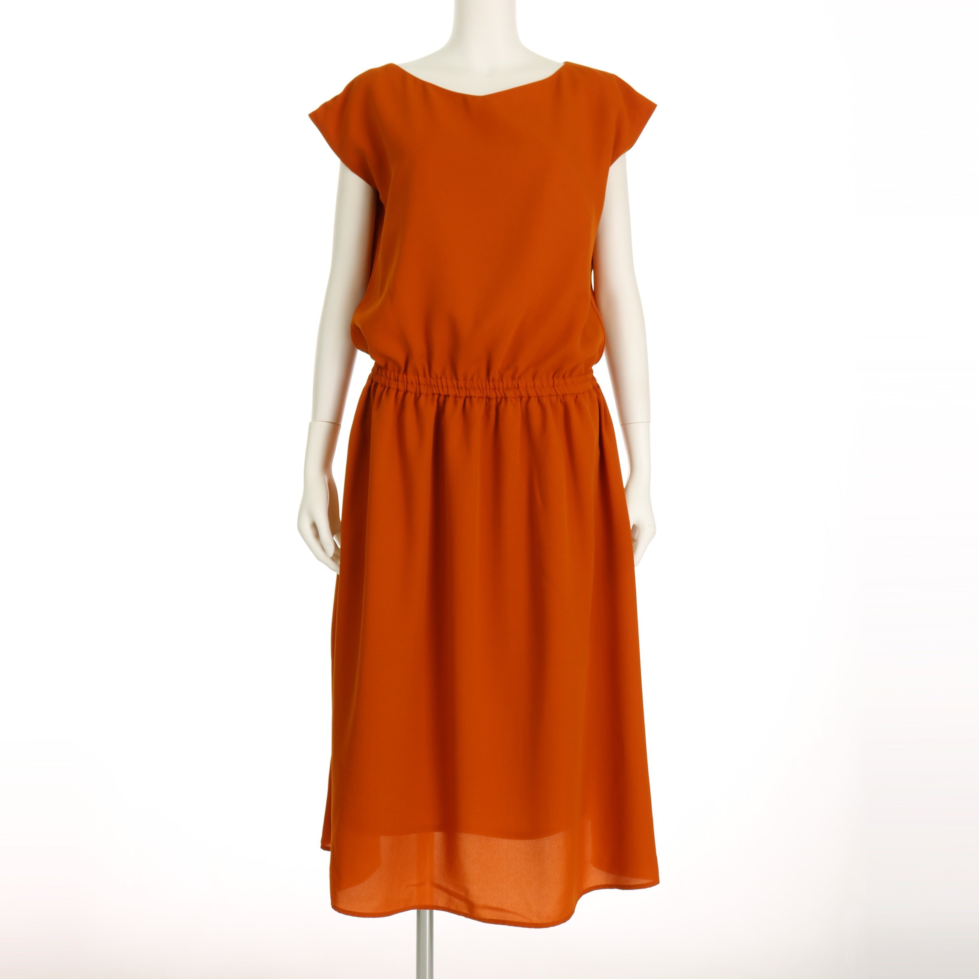 ウエスト切替え浅めVネックワンピース