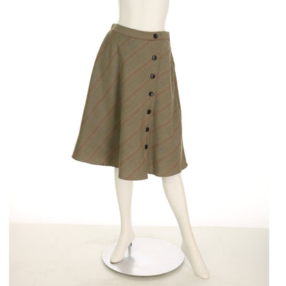 フロントボタンチェック柄フレアスカート