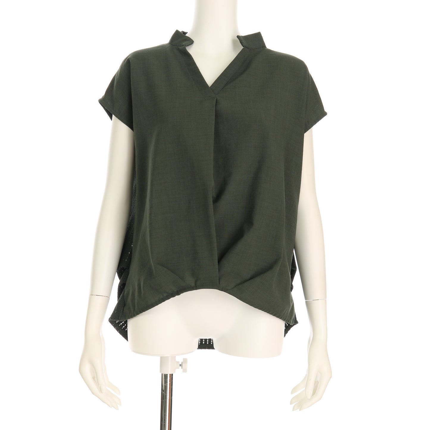 前後切り替え異素材ブラウス