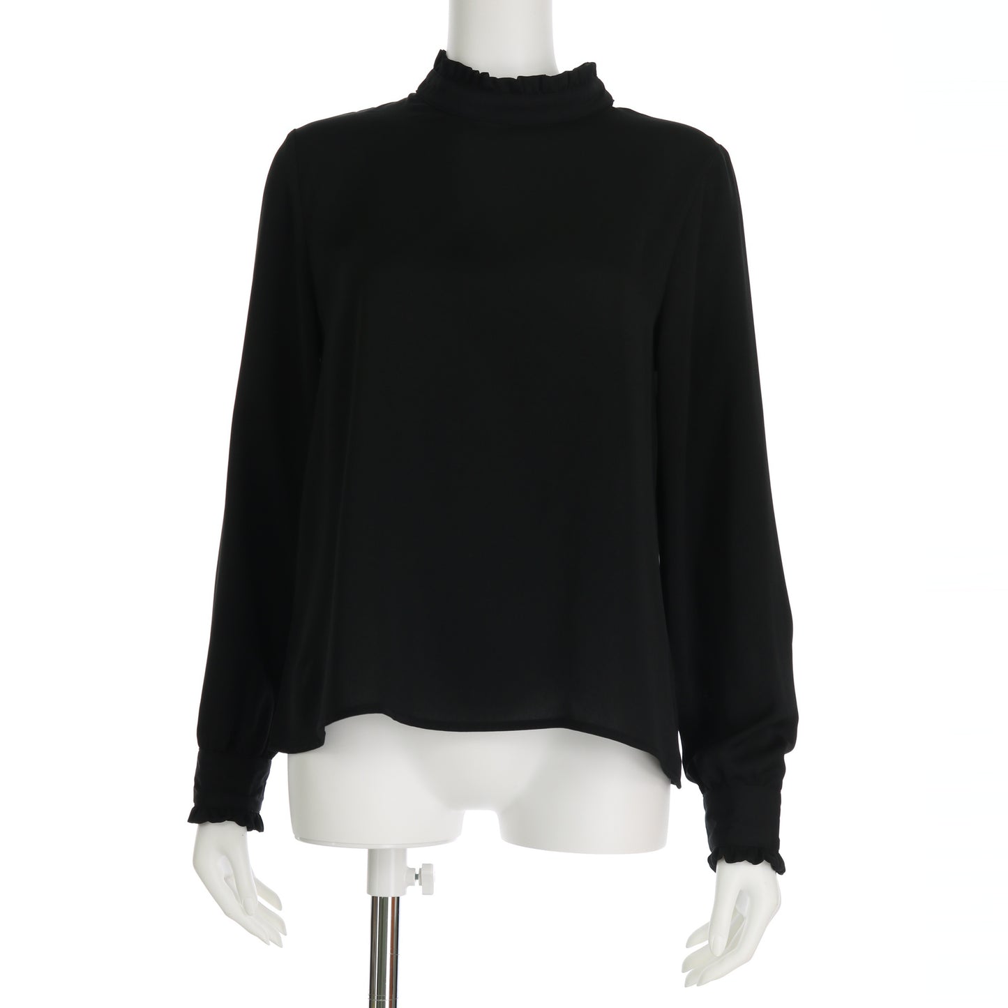 ハイネックフリルブラウス