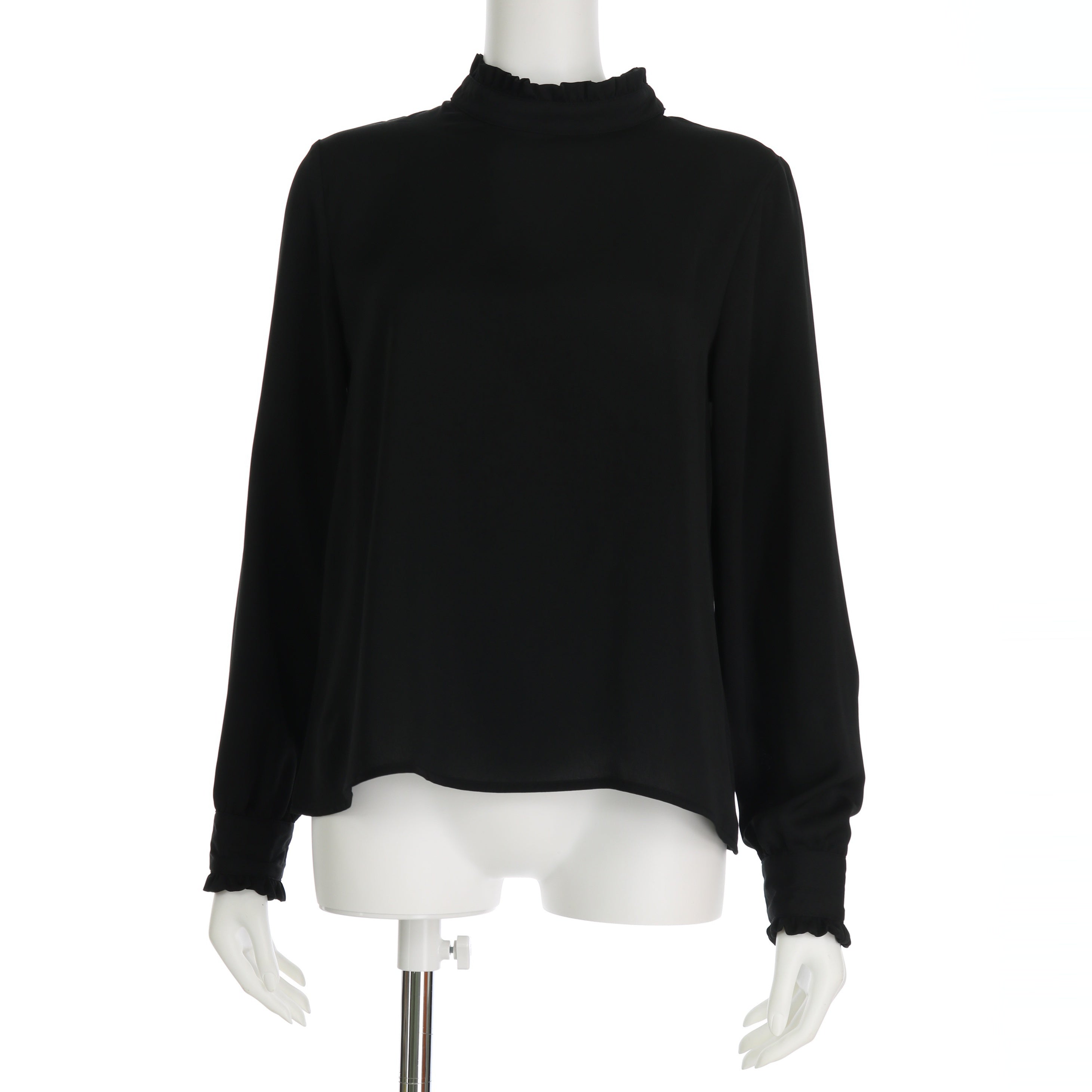 ハイネックフリルブラウス