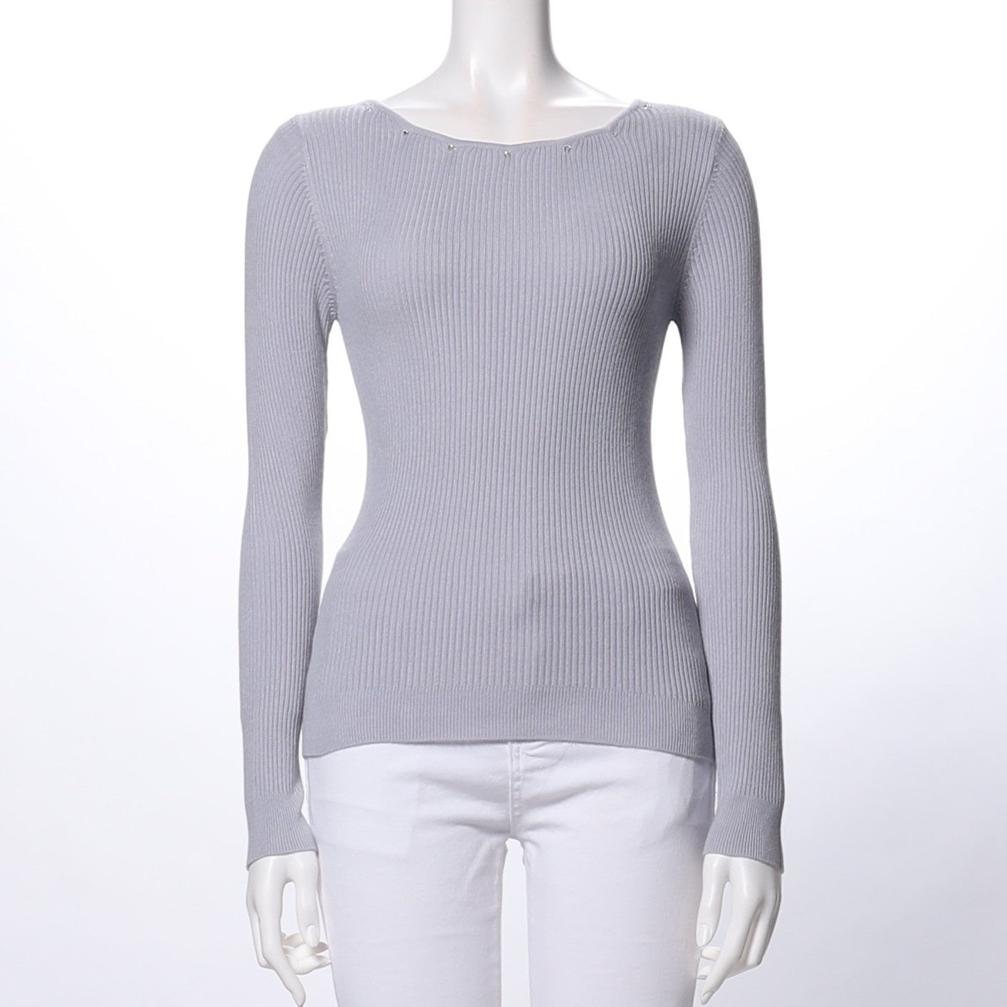 ストーン付きリブニット