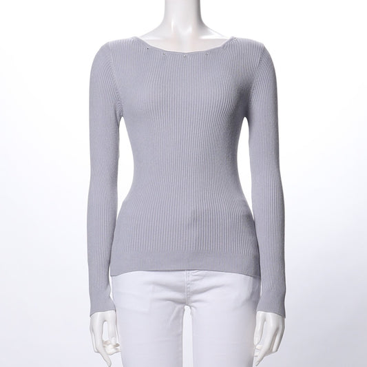 ストーン付きリブニット