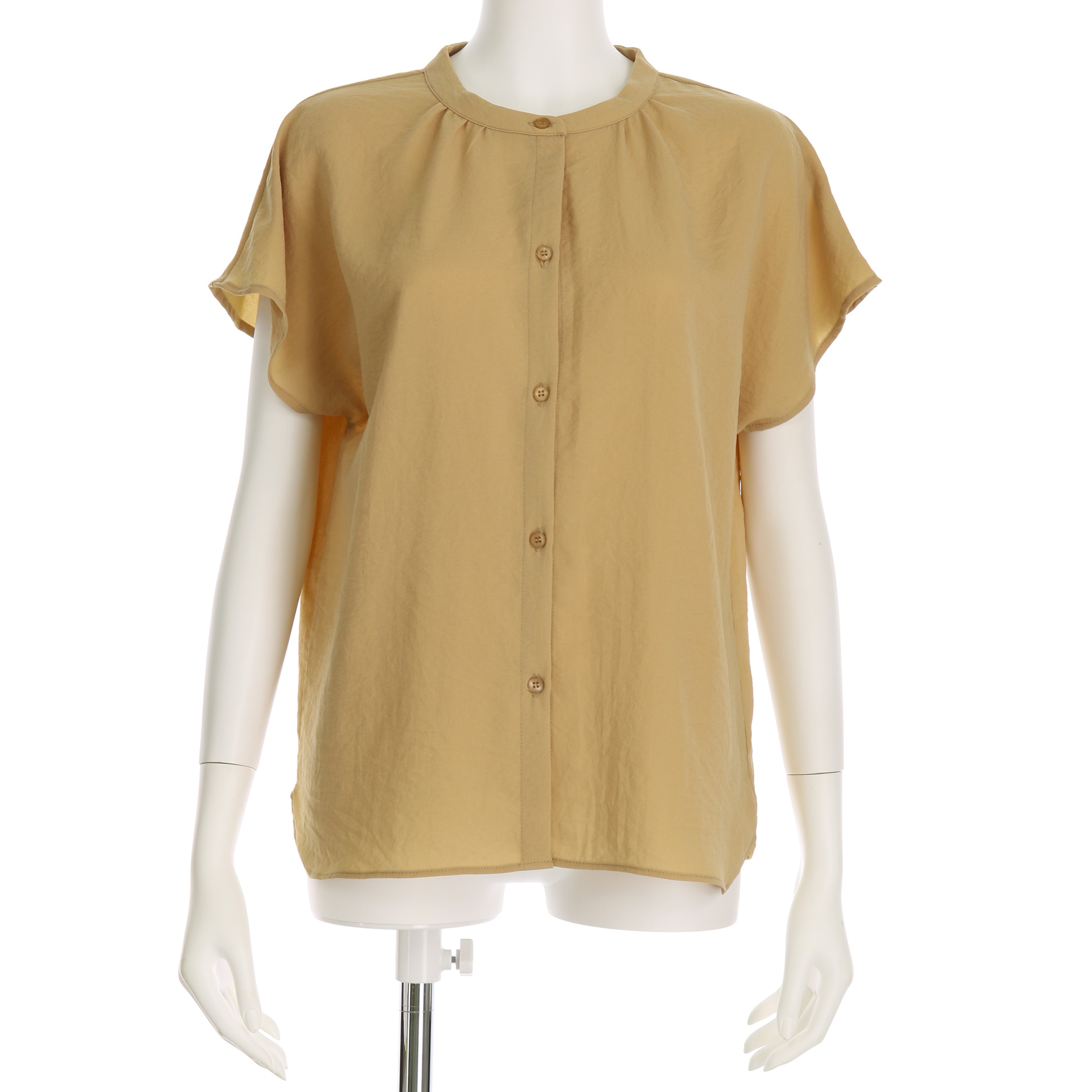 スタンドネックフロントボタンブラウス