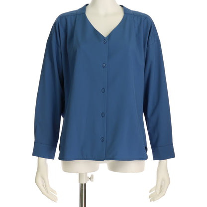 Vネックフロントボタンブラウス