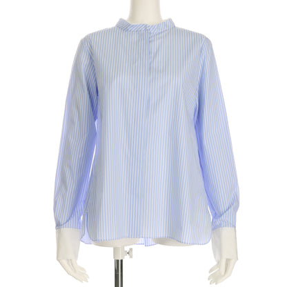 スタンドカラーストライプシャツ