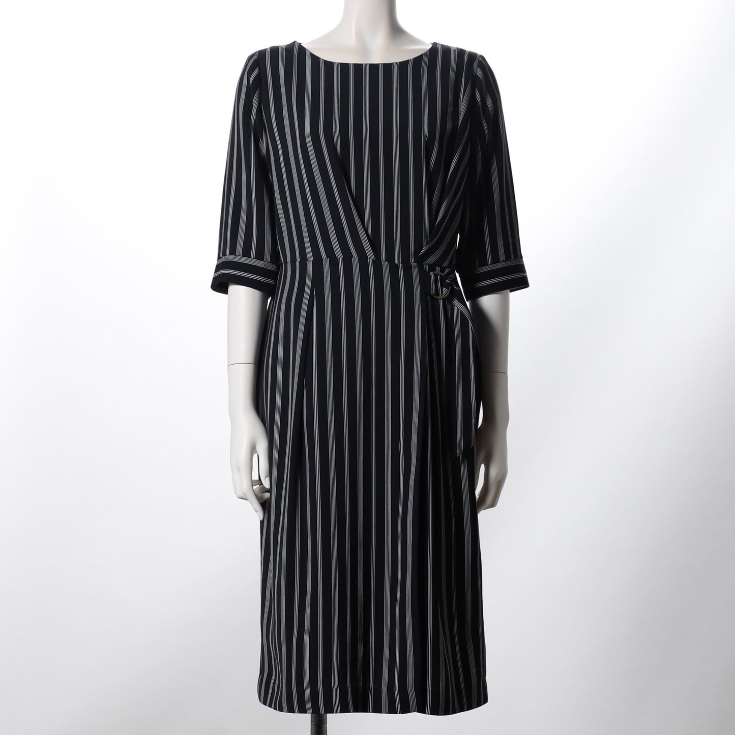 ストライププリントベルトデザインワンピース