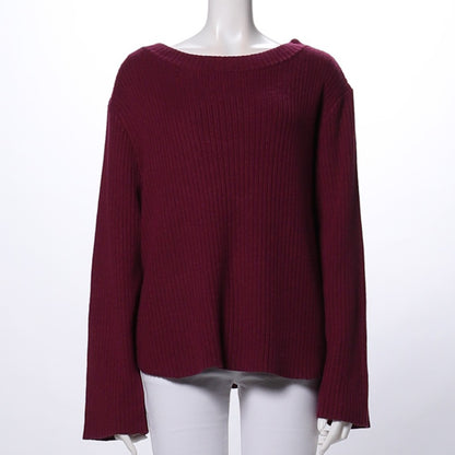 太リブ首空きニット