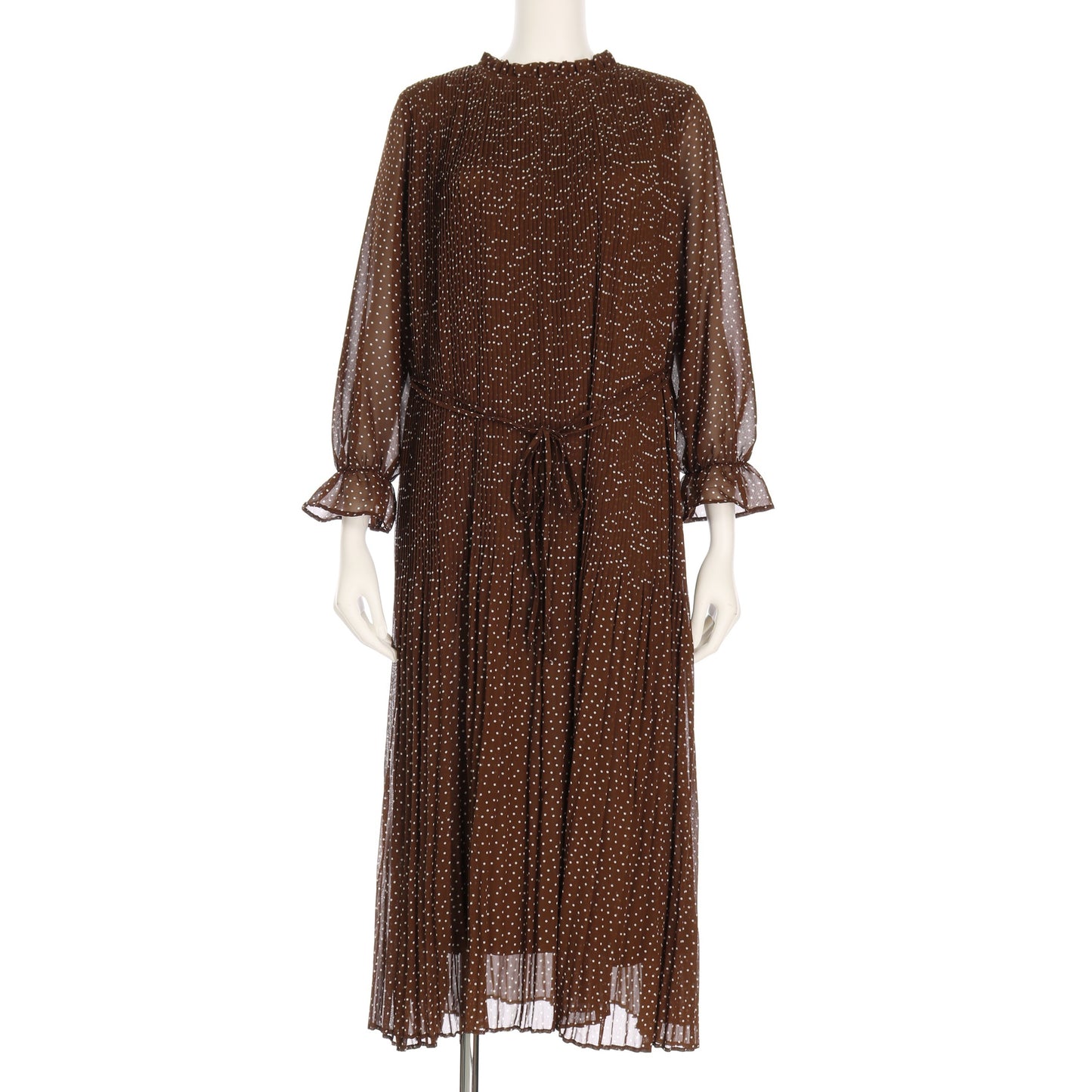 ポルカドット柄プリーツワンピース