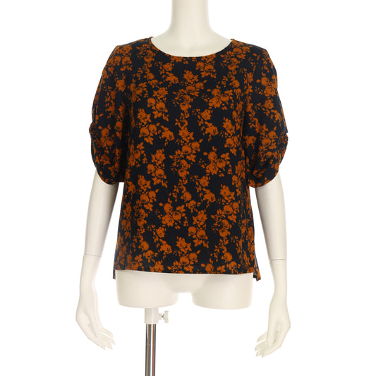 単色フラワー袖デザインブラウス