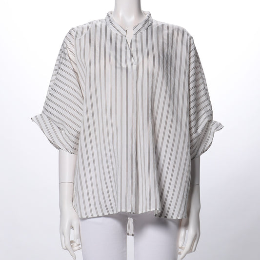 ストライプ柄お袖デザインブラウス
