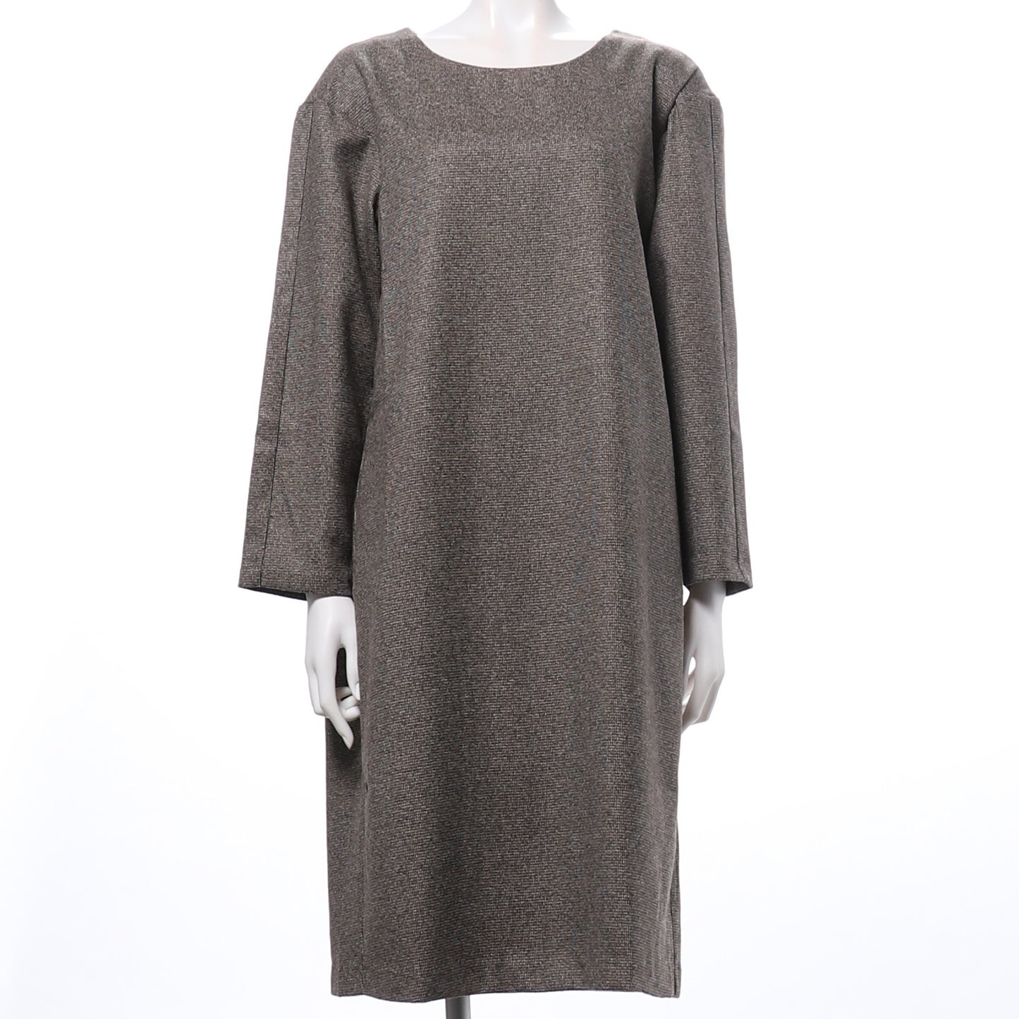 ツイードクルーネックストレートワンピース