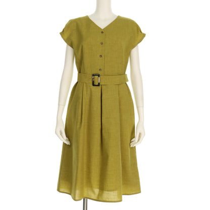 ベルト付きフレンチスリーブワンピース