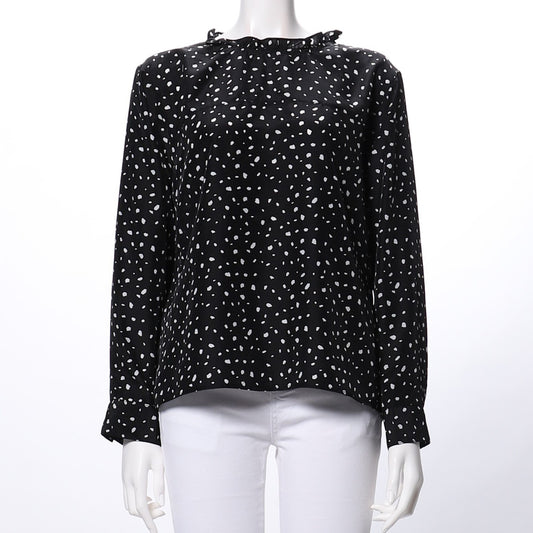 フリルネックブラウス