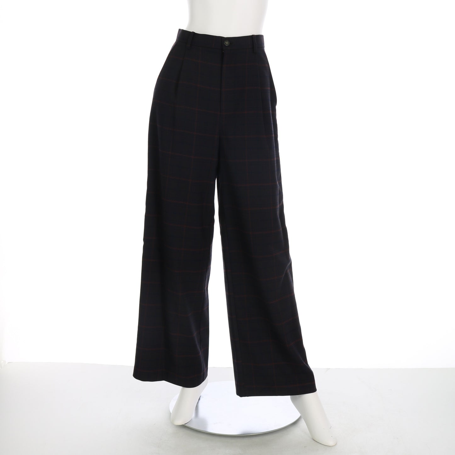 チェック柄タック入りワイドパンツ