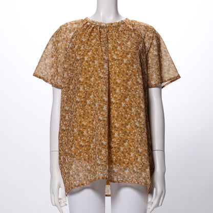 シアーお袖小花柄ブラウス