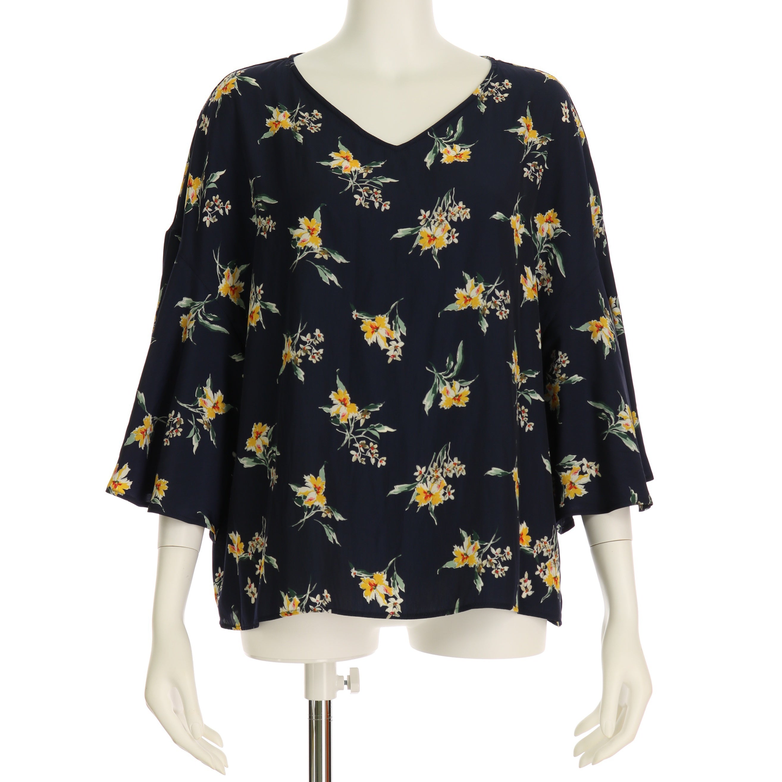 花柄フレアスリーブブラウス