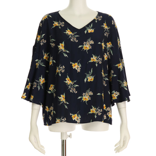 花柄フレアスリーブブラウス