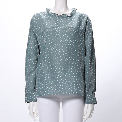 フリルネックブラウス