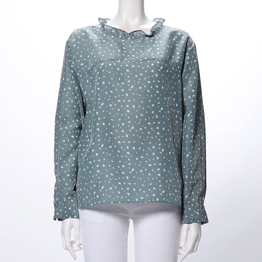 フリルネックブラウス