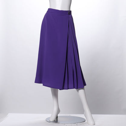 プリーツ切替ラップ風フレアパンツ