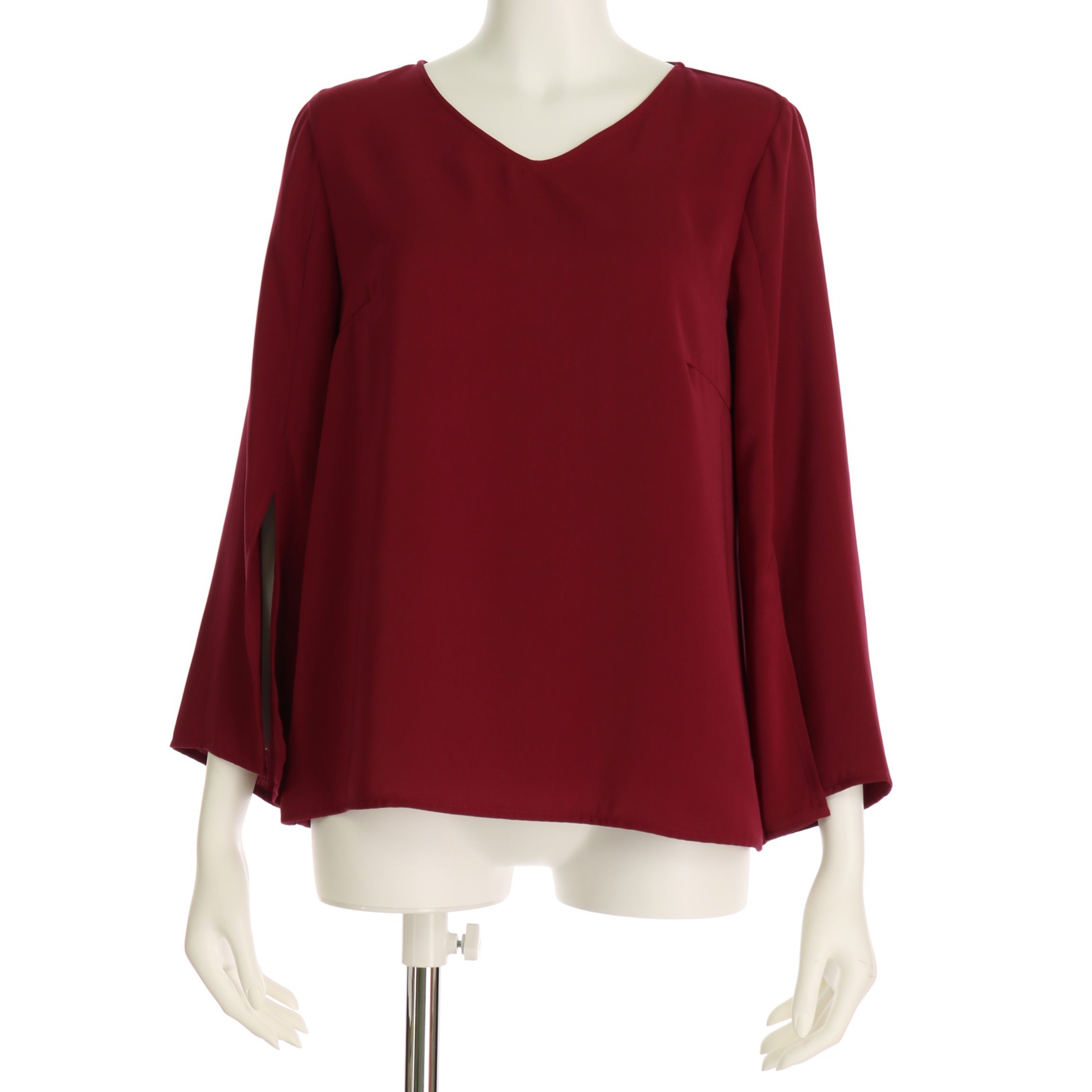 ベネシャン袖スリットVネックブラウス