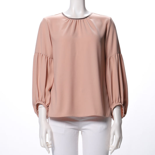 ネックラインパイピングボリュームスリーブブラウス