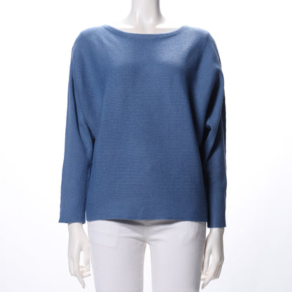 横リブボートネックニット